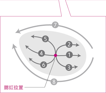 使用腮红刷的手势