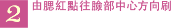 2 由腮紅點往臉部中心方向刷