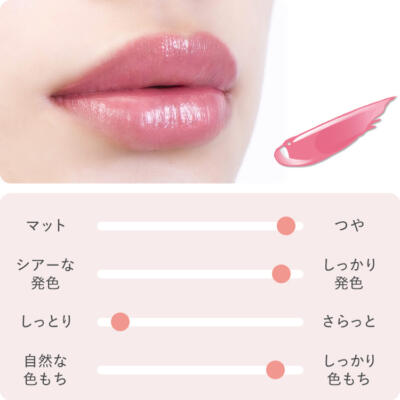グロス説明図の画像(つや寄り/しっかり発色/しっとり/しっかり色もち)